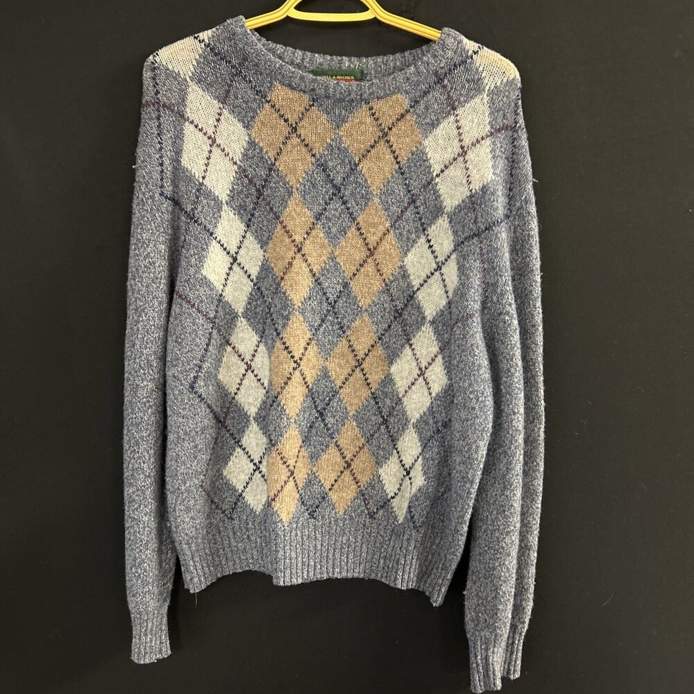 Hill & Archer Made In Italy Argyle Knit Sweater Men's M Vintage